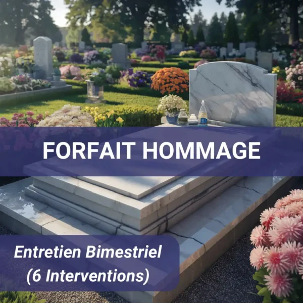 Entretien bimestriel de sépultures et pierres tombales dans les Bouches-du-Rhône et le Vaucluse-Forfait-Hommage